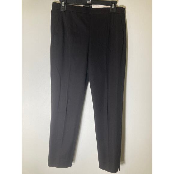J. Crew Black Martie Flat Front Pants. Side Zip. 25" Inseam Sz 6 - Picture 1 of 2